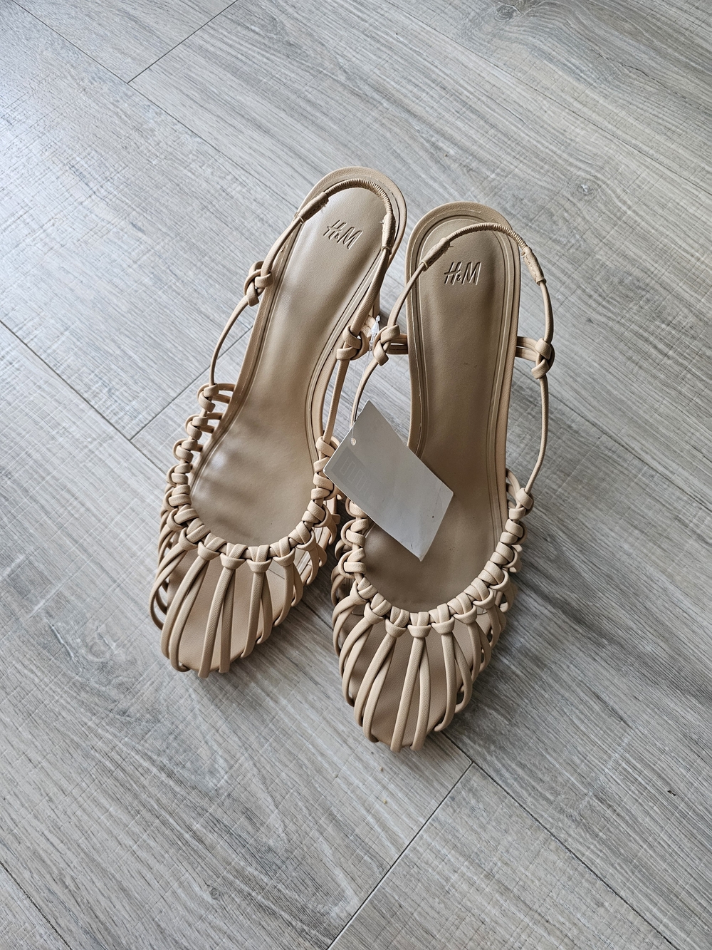 H&M Beige Braided Slingback Heels